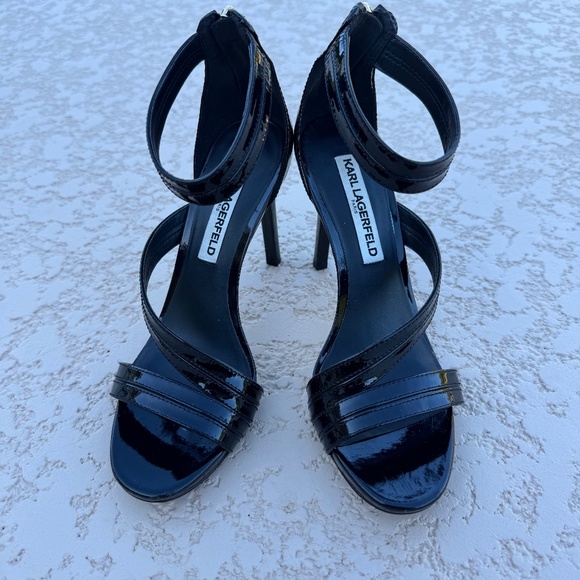 Karl Lagerfeld Shoes - Karl Lagerfield black patent sandals 4 inch